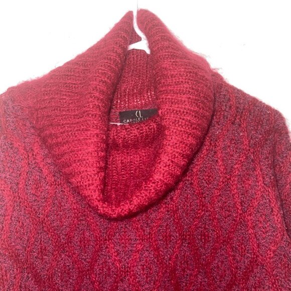 Carole Little Vintage Womens Sweater Size Medium Burgundy Mohair Blend Cowl Neck - Picture 6 of 10